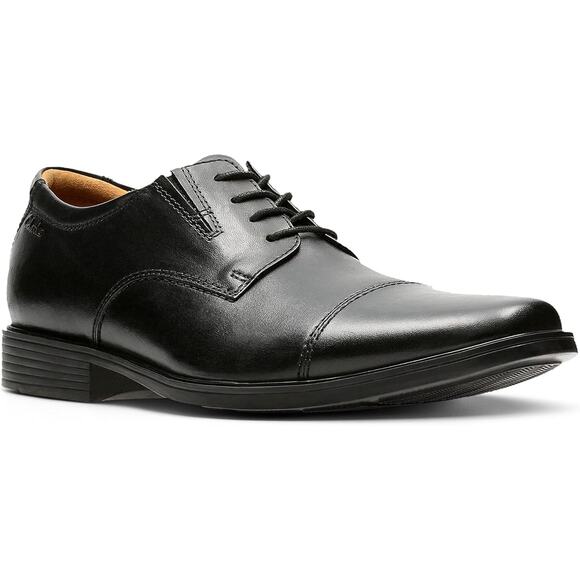 NWT Clarks Men\'s Tilden Cap Oxford, Black Leather, 11.5 M US